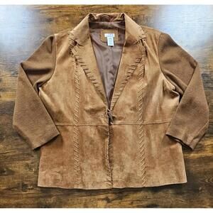 Womens VTG Leather Jacket Size XL Brown 1 Button Stonebridge Great Condition‎